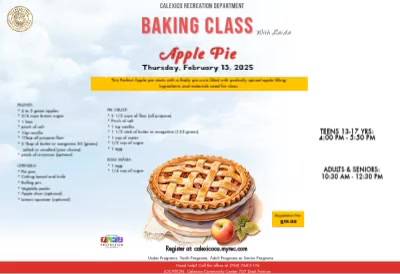 Baking Class for Adults Apple pie for Teens